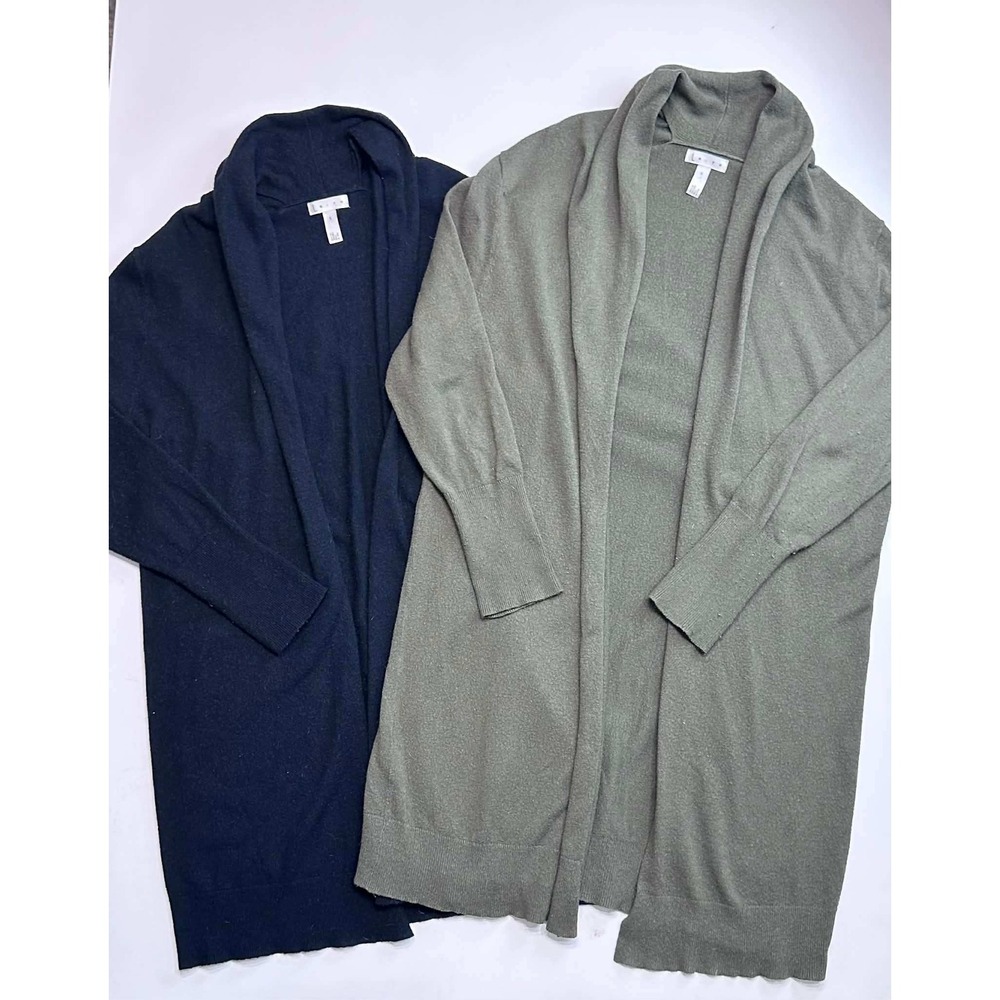 Leith minimalist casual open front black & forest cardigan bundle womens small